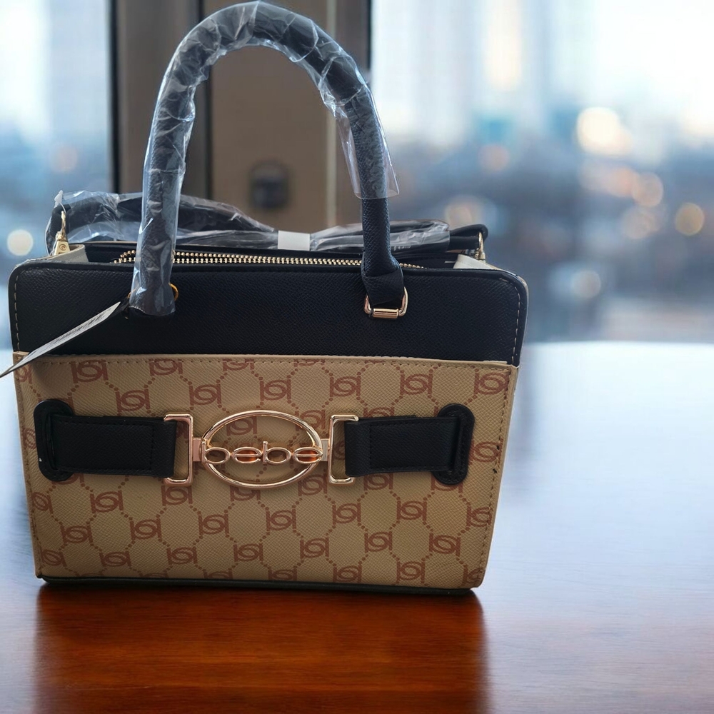 Bebe Black and Cream Satchel